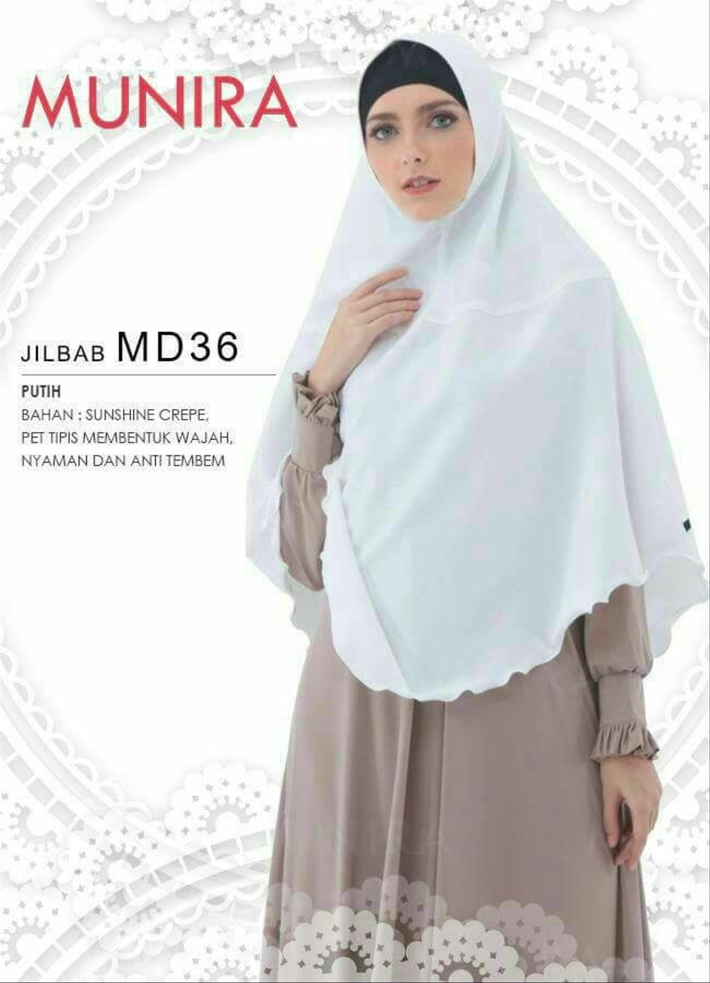 Jilbab Syari Munira Putih MD 36